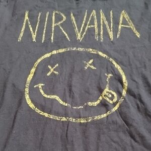 NIRVANA Black Tee with Silver Text